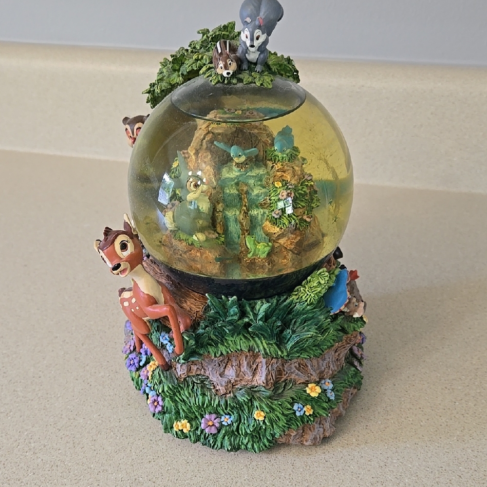 Disney Bambi and Friends Snow Globe Vintage with Green and Brown Accents